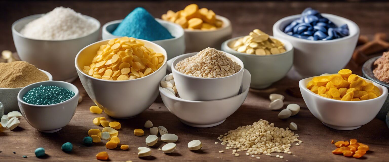 Beauty supplement ingredients in bowls
