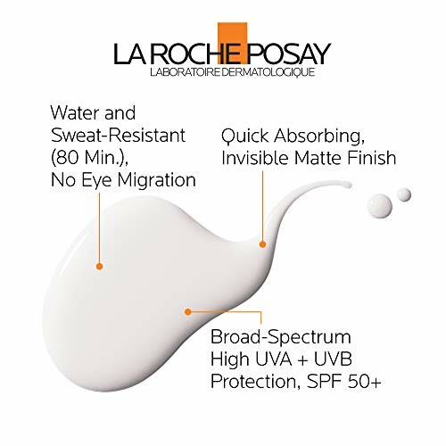 La Roche-Posay sunscreen highlights: water-resistant, quick absorbing, broad-spectrum SPF 50+.