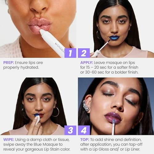 Four-step guide to applying lip masque for a bold finish.