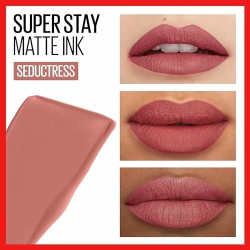 Super Stay Matte Ink Seductress lipstick swatches and lips.