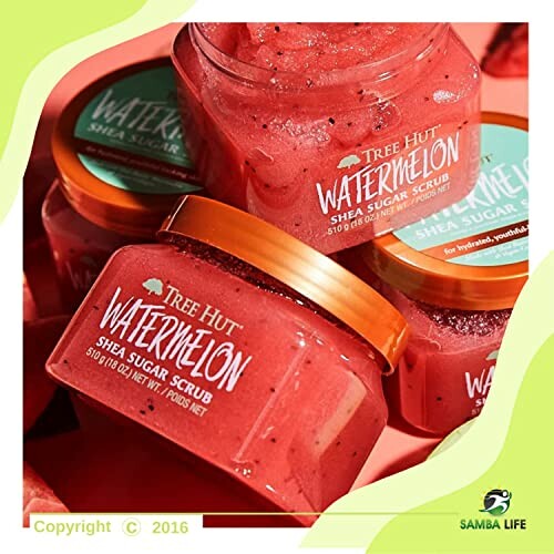 Tree Hut Watermelon Shea Sugar Scrub jars.